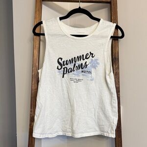 Anthropologie Cream Sleeveless Graphic Tee